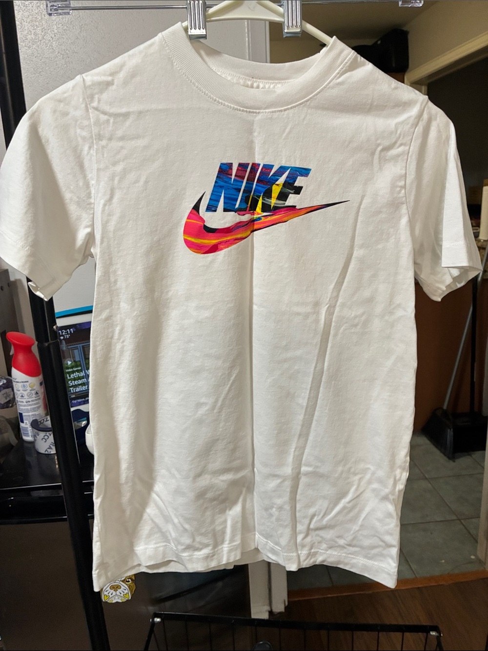 Nike White T-Shirt with Multicolored Logo